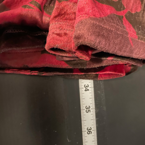 Vintage Womens Maxi Skirt Petite Small Red Floral Velvet Pull On Whimsigoth 90s - Picture 6 of 7